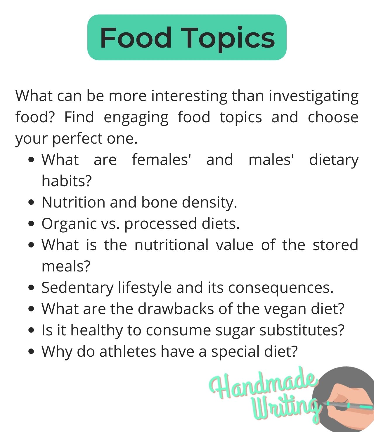 Food Topics Top 100 For Interesting A Writing Free Guide